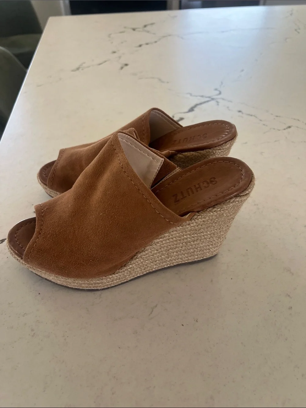SCHUTZ Brown Suede Espadrille Wedge Mules size 8. New!! So cute